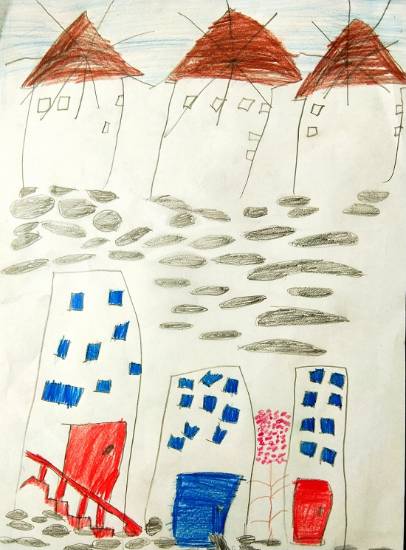 Painting by Ameya Sunand - Street in Greece