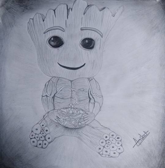 Painting by Aniket Vibhute - A Groot