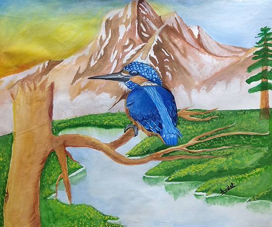 Painting by Aniket Vibhute - Kingfisher