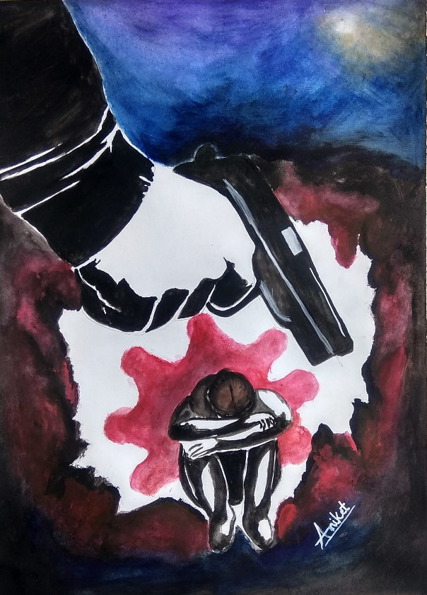 Painting by Aniket Vibhute - Girl Exploitation