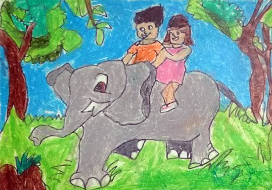 Painting by Neel Kirtane - Safari