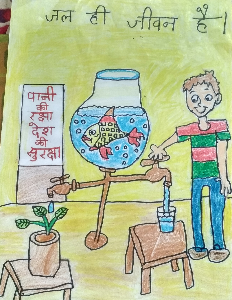 Painting by Neel Kirtane - Water is life