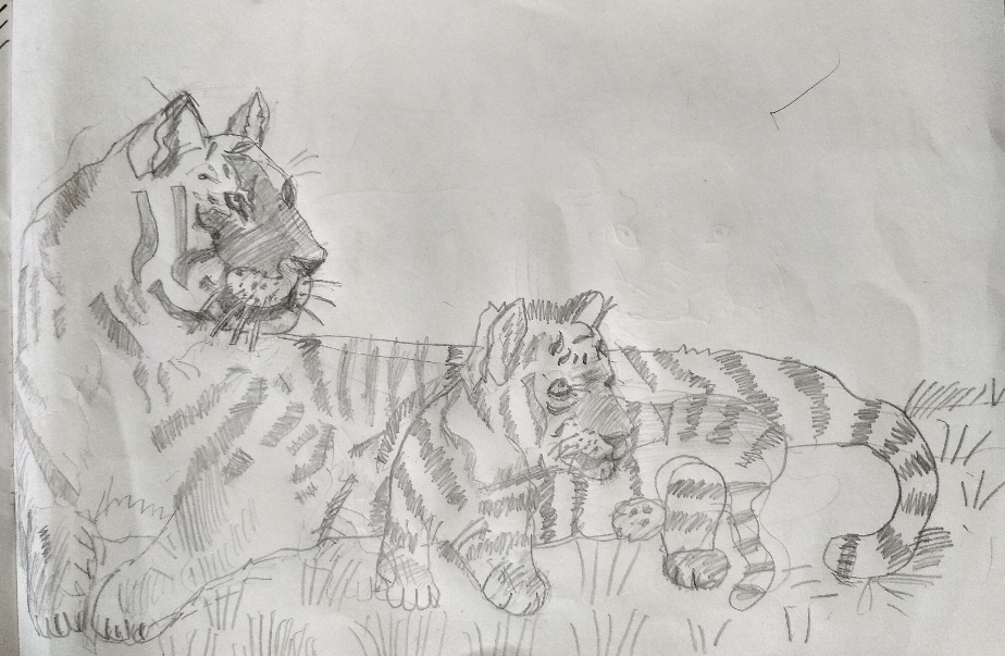 Painting by Neel Kirtane - Tigers