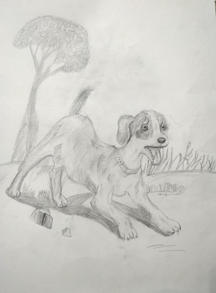 Painting by Neel Kirtane - Surprised dog