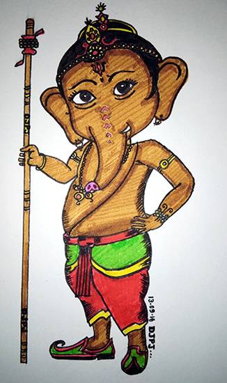 Painting by Parv Jain - Ganpati Namo Namah