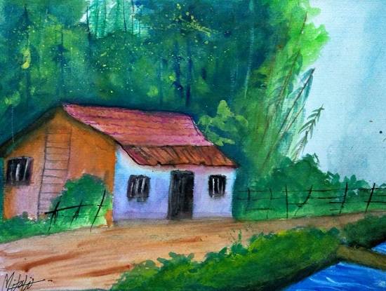 Paintings by Mitali Pankaj Kapure - Village House