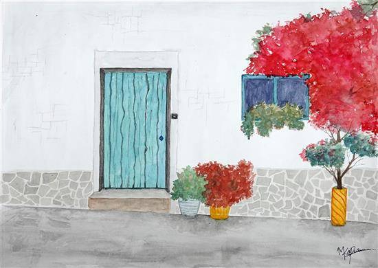 Painting by Mitali Pankaj Kapure - The street style old door in Italy