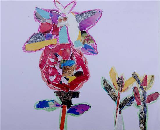 Paintings by Nisha Santosh Bujad - Butterfly over flower