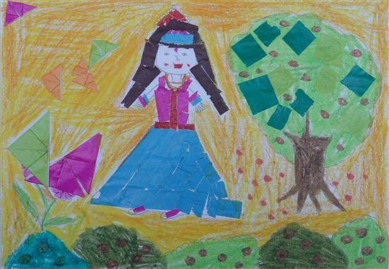 Painting by Dipika Arvind Wangad - Girl - Collage art