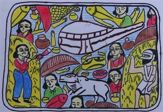 Painting by Rajeshwari Mandal - Bengal pat