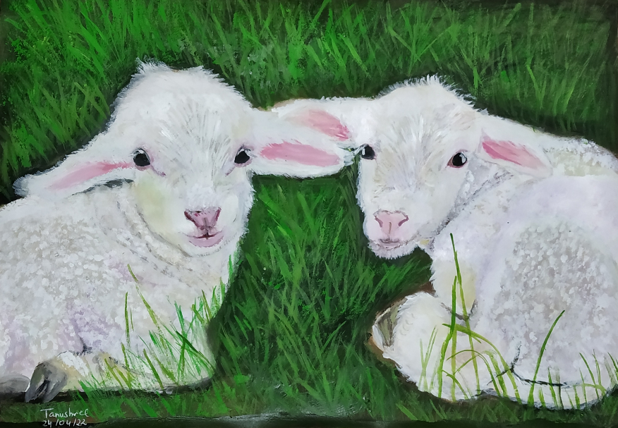 Painting by Tanushree Bhattacharya - Can't Sleep? Count Sheep