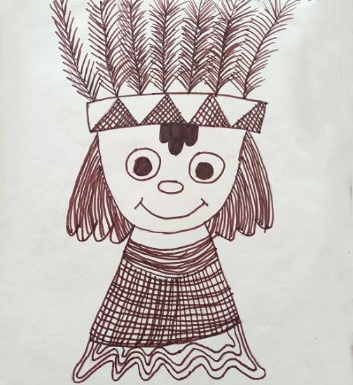 Painting by Aanya Mahajan - A Friendly Tribal Boy