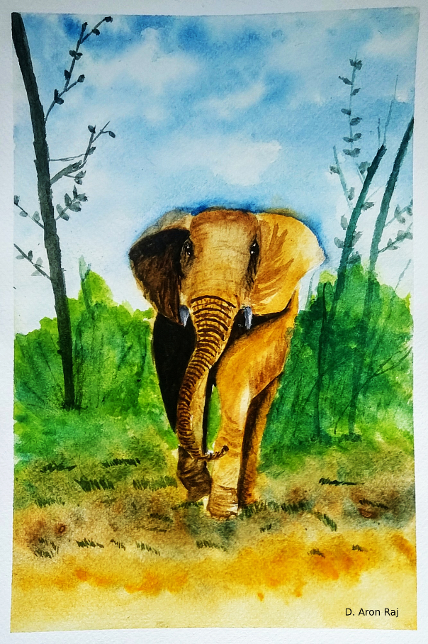 Paintings by Aron Raj - Elephant