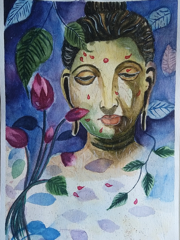 Painting by Aron Raj - Buddha