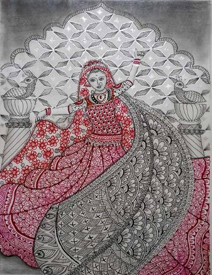 Painting by Komal Walimbe - Zentangle of a dancing woman