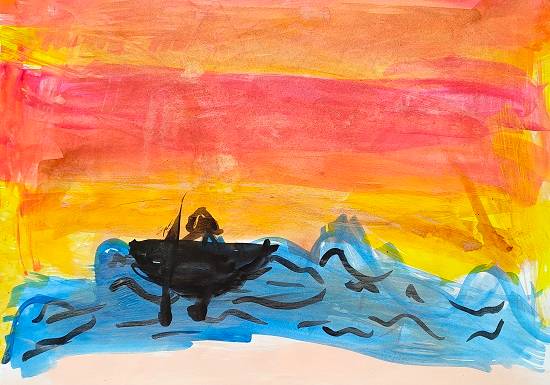 Painting by Aadhira MV - Savoring Solitude