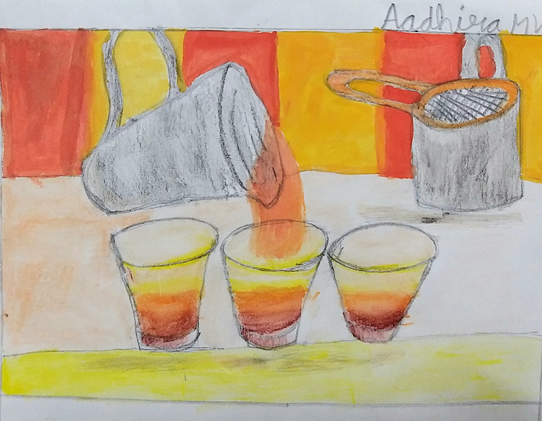 Painting by Aadhira MV - The tea stall