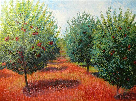Painting by Chitra Vaidya - Apple Orchard