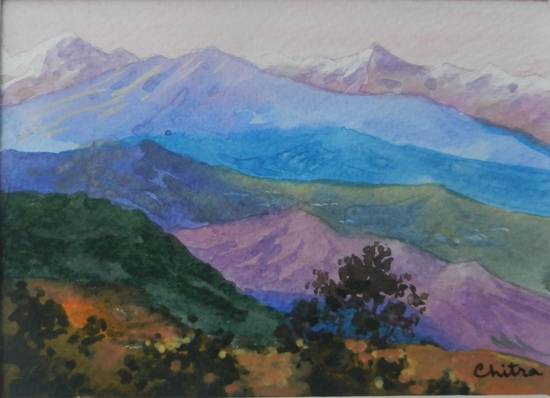 Painting by Chitra Vaidya - Kumaon Mountains - 14