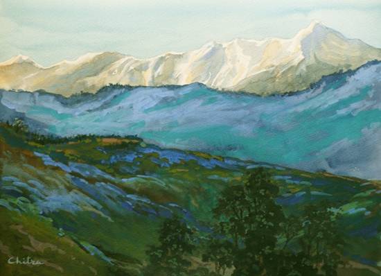 Paintings by Chitra Vaidya - Kumaon Mountains - 33