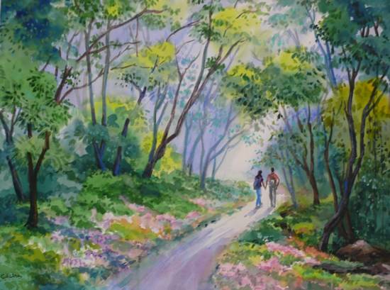 Painting by Chitra Vaidya - Pune University campus - 1