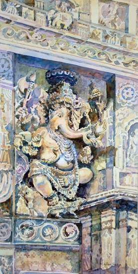 Painting by Chitra Vaidya - Natya Ganpati, Halebid