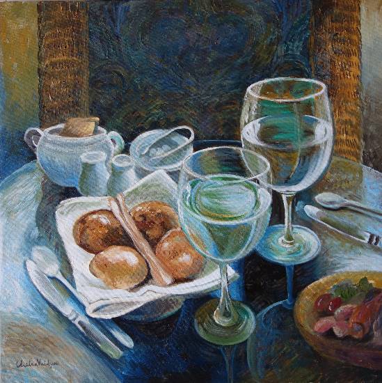 Painting by Chitra Vaidya - Table for Two