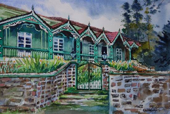 Painting by Chitra Vaidya - Green House