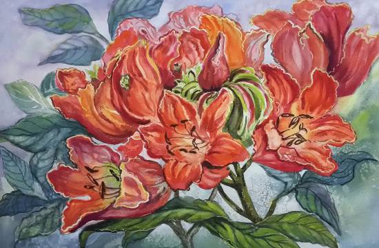 Painting by Chitra Vaidya - Spathodea - 2