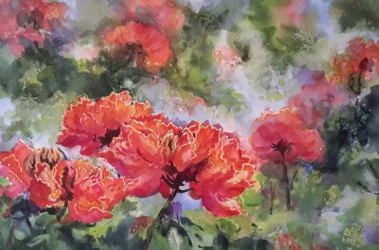 Painting by Chitra Vaidya - Spathodea - 3