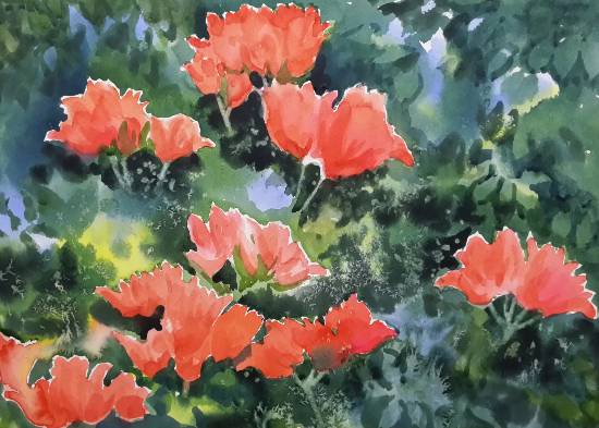 Painting by Chitra Vaidya - Spathodea - 1