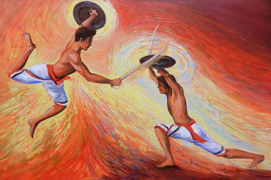 Painting by Chitra Vaidya - Kalaripayattu