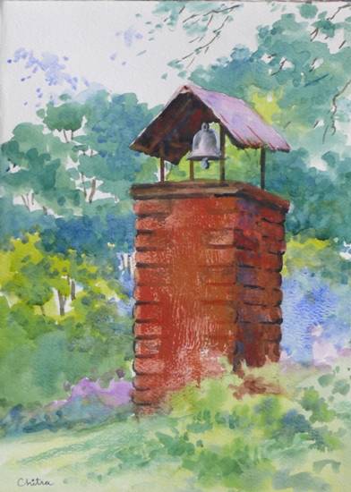 Painting by Chitra Vaidya - Church Bell