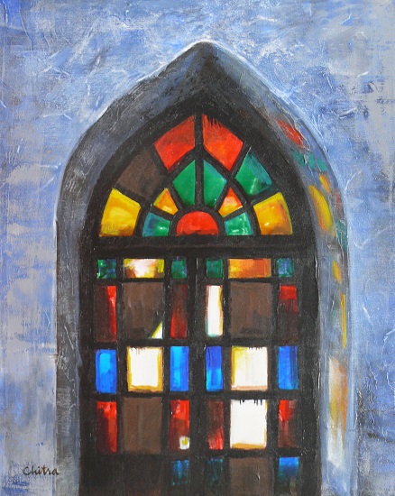 Painting by Chitra Vaidya - Stained Glass at Church