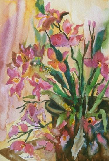 Painting by Chitra Vaidya - Orchids - 2