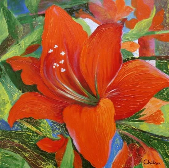 Painting by Chitra Vaidya - Amaryllis