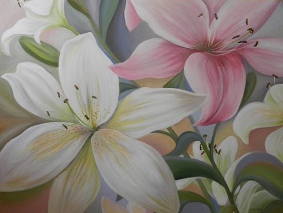 Paintings by Chitra Vaidya - Lily Flowers