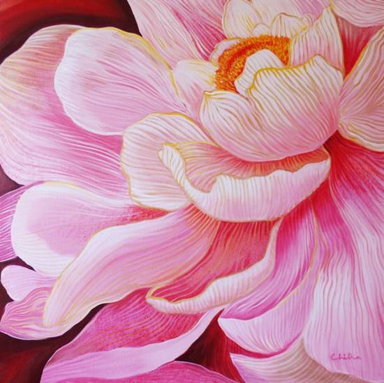 Painting by Chitra Vaidya - Peony Flower