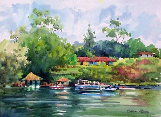 Painting by Chitra Vaidya - Muttupatti Lake