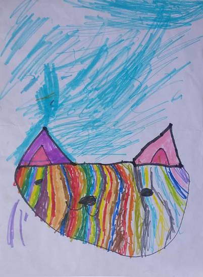 Painting by Madupu Vihan Reddy - Rainbow Cat