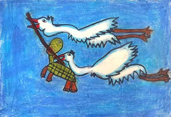 Painting by Devanshu Acharya - A talkative Turtle
