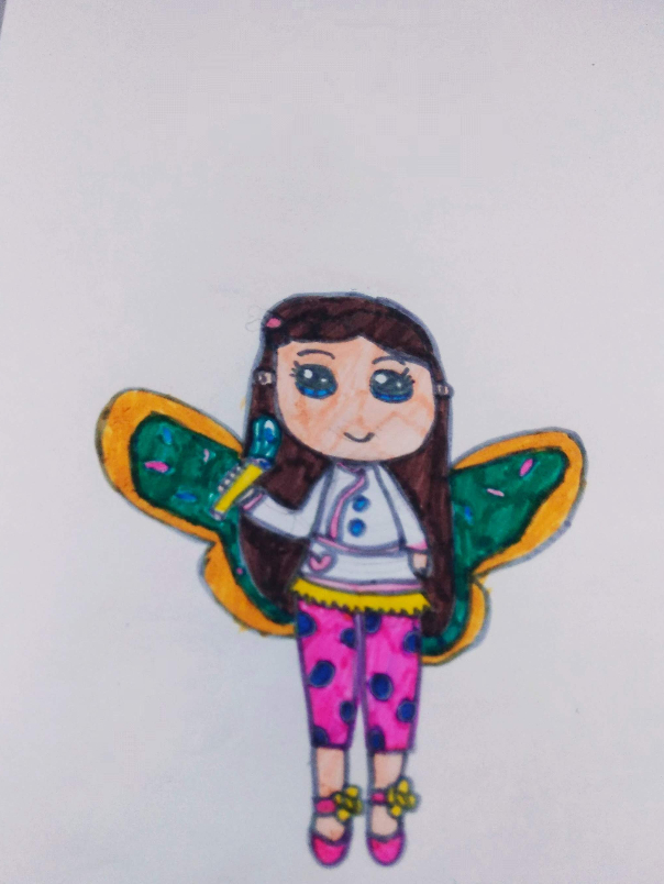 Painting by Darshini Balasubramani - Butterfly Girl