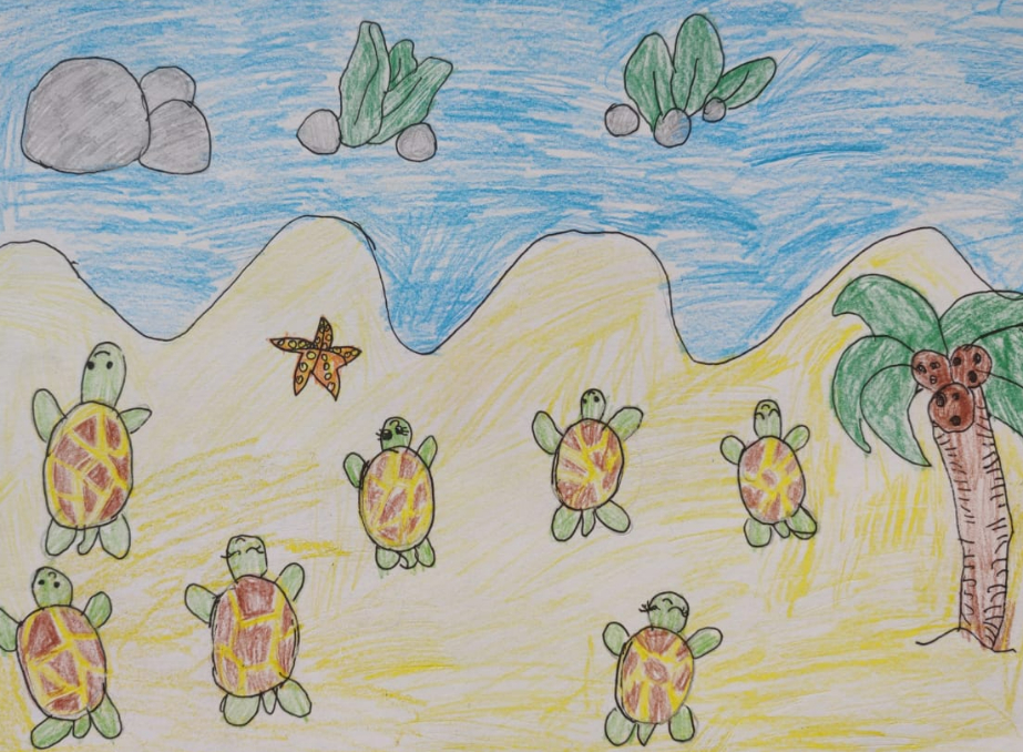 Painting by Myra Mendoca - Turtle beach