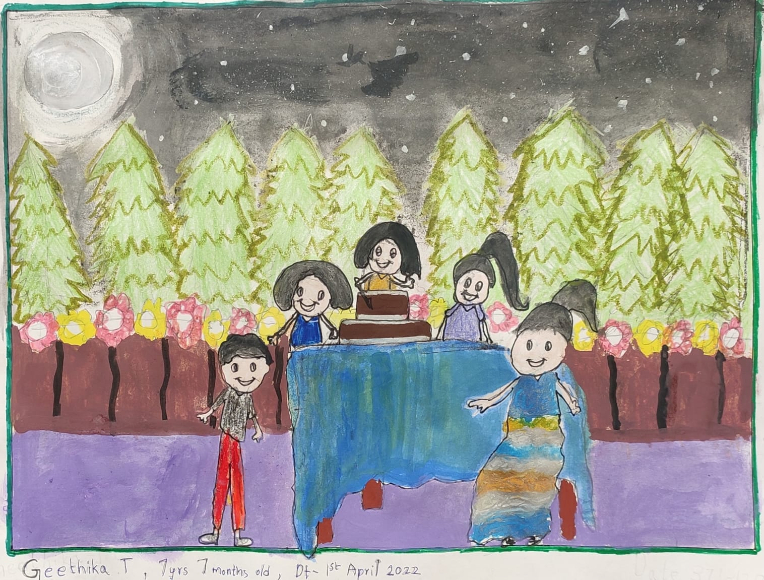 Painting by Sai Nithya Geethika Thota - It's my friend's Birthday!