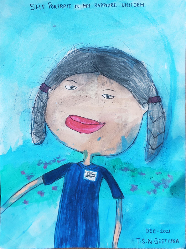 Painting by Sai Nithya Geethika Thota - Self Portrait