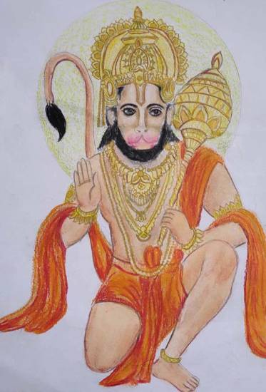 Painting by Soumitra Paul - Lord Hanuman