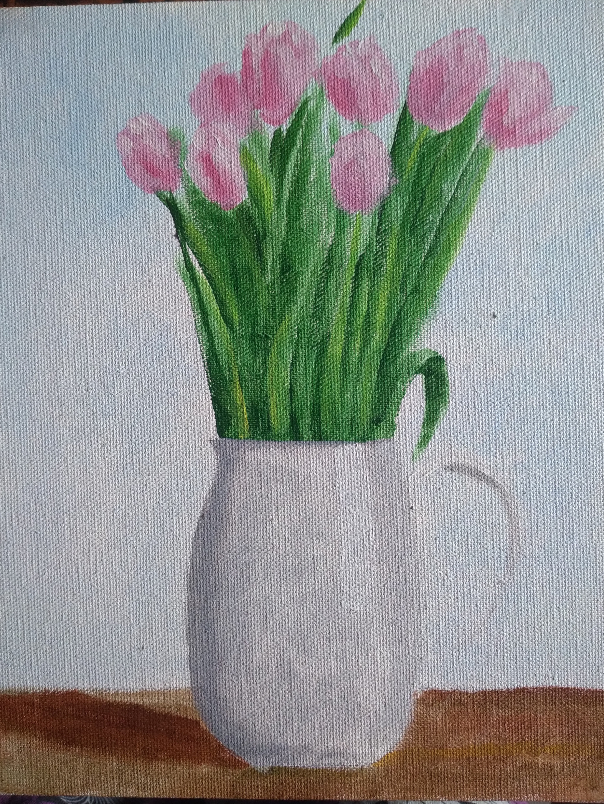 Painting by Anitha More - Flower vase