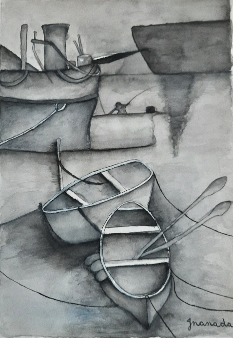 Painting by Jnanada Bhat - Time to sail