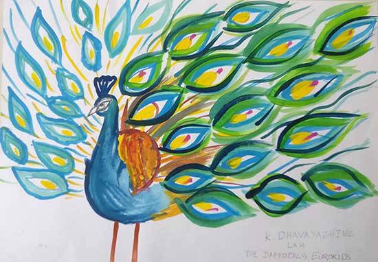 Painting by Dhavayazhine K. - Nature-Vibrant Birds