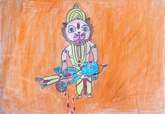Painting by Ishaani Nair - Lord Narasimha